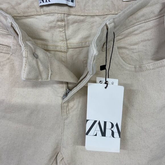 Zara Skinny Fit Jeans Ivory Denim Mid Rise Ankle Stretch Size 8 - Picture 5 of 9